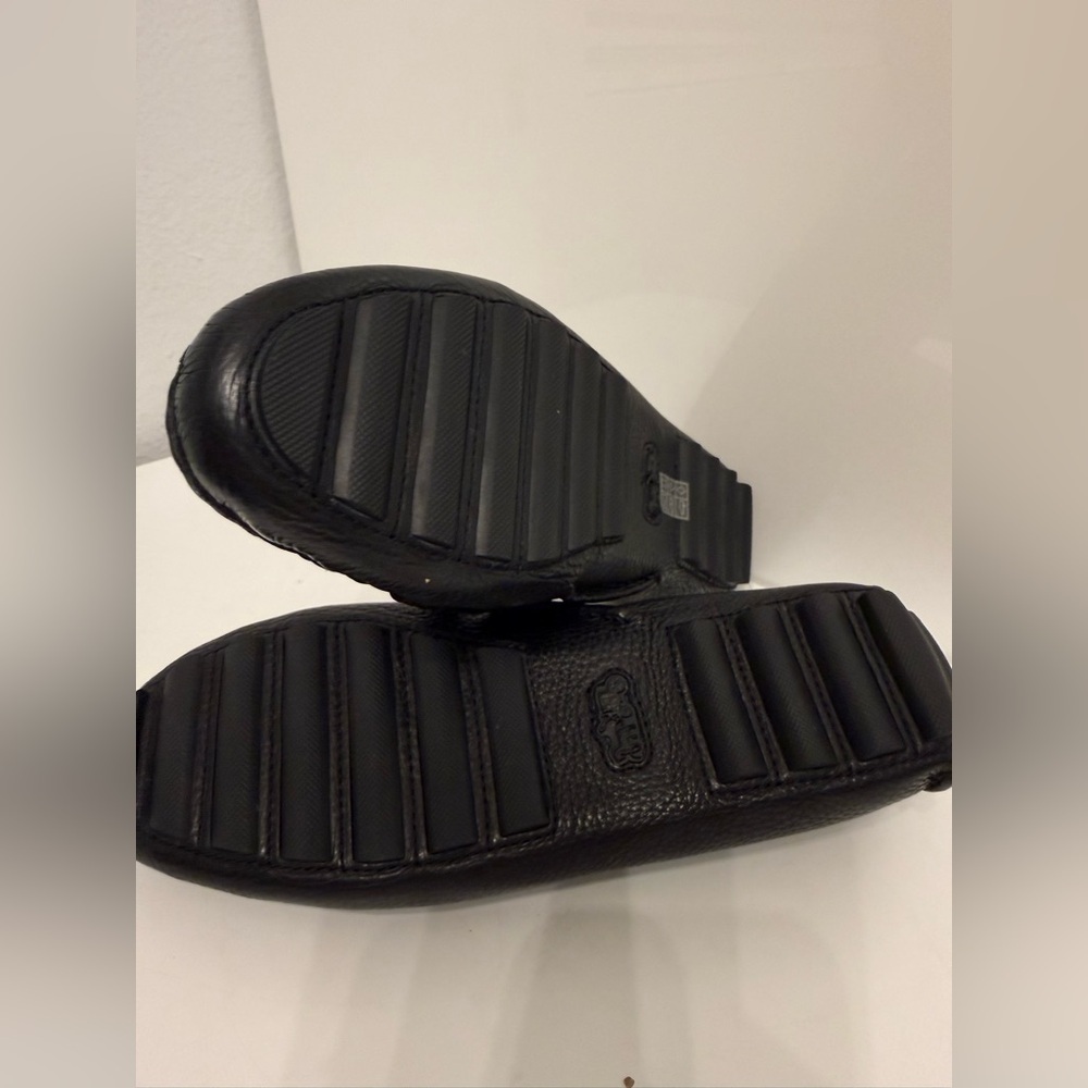Coach Black Leather Loafers with Gold Accents - Picture 6 of 6